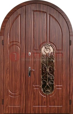Арочная двухстворчатая стальная дверь Винорит ДА-54 в Химках