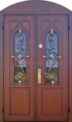 Двухстворчатая стальная дверь Винорит в форме арки ДА-55 в Химках