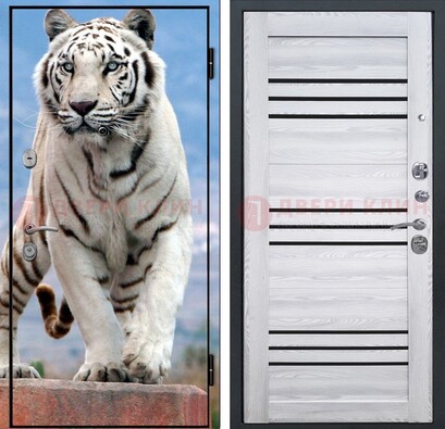 Стальная дверь с фотопечатью тигра ДФ-12 в Химках