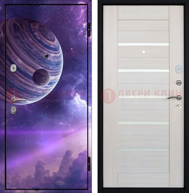 Стальная дверь с фотопечатью планеты ДФ-19 в Химках