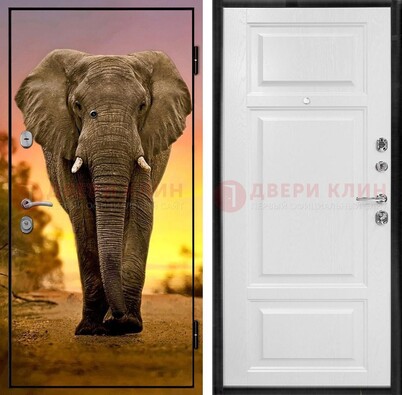 Металлическая дверь с фотопечатью слона ДФ-30 в Химках