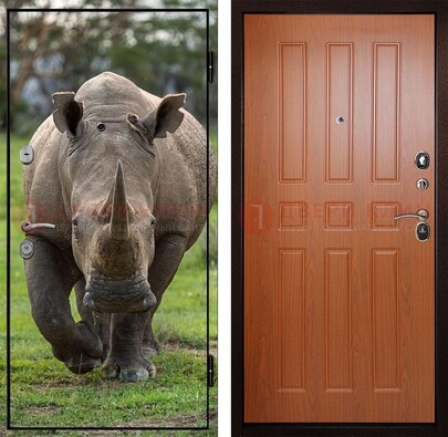 Металлическая дверь с фотопечатью носорога ДФ-31 в Химках