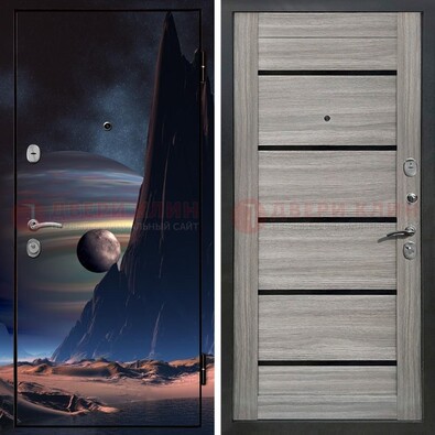 Стальная дверь с фотопечатью космоса ДФ-49 в Химках