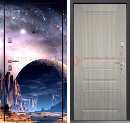Железная дверь с фотопечатью космоса и планеты ДФ-50 в Химках