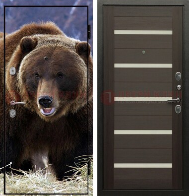 Железная дверь с фотопечатью медведя ДФ-7 в Химках