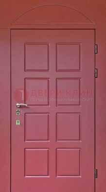 Красная стальная дверь с верхней фрамугой ДФГ-13 в Химках