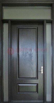 Черная металлическая дверь с фрамугами и стеклом ДФГ-24 в Химках