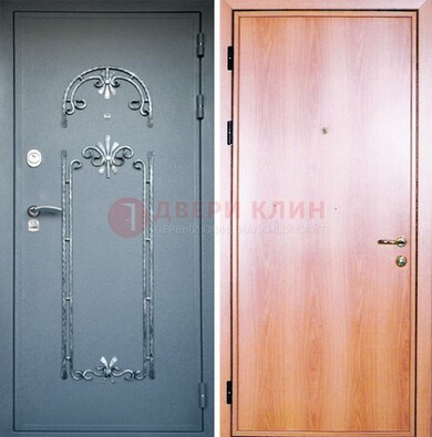 Железная дверь с ковкой ламинат внутри ДК-11 в квартиру в Химках