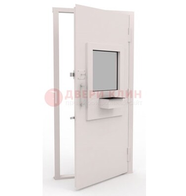 Белая металлическая дверь в кассу с нитроэмалью ДКС-4 в Химках