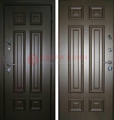Темная металлическая дверь с МДФ ДМ-136 в квартиру в Химках
