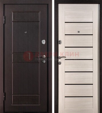 Темная стальная дверь с МДФ ДМ-147 для улицы в Химках