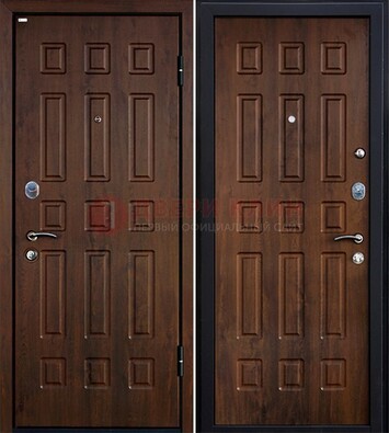 Коричневая металлическая дверь с МДФ ДМ-156 для квартиры в Химках