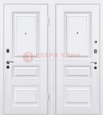 Белая металлическая дверь с МДФ ДМ-179 в Химках