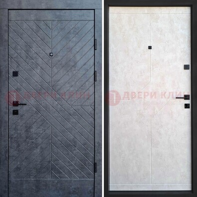 Серая железная дверь с филенчатой МДФ ДМ-217 в Химках