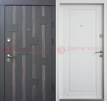 Темная металлическая дверь c белом МДФ внутри ДМ-231 в Химках