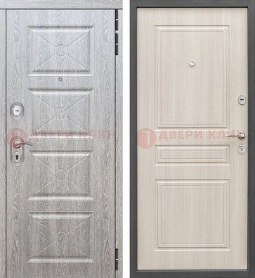 Железная серая дверь со светлой МДФ ДМ-302 в Химках