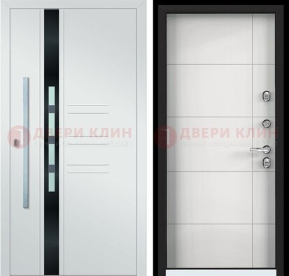 Металлическая дверь в белом цвете с МДФ ДМ-323 в Химках