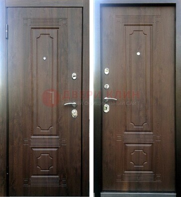 Коричневая металлическая дверь с МДФ ДМ-32 на дачу в Химках