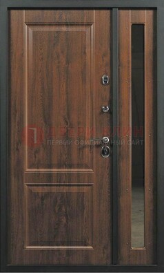 Темная железная дверь с панелью МДФ с зеркалом ДМ-338 в Химках
