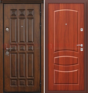 Темная металлическая дверь с МДФ и узором ДМ-364 в Химках