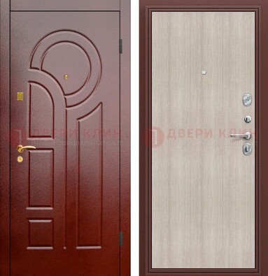 Красная металлическая дверь с МДФ панелями ДМ-368 в Химках