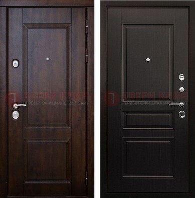 Классическая железная дверь с темными МДФ панелями ДМ-390 в Химках
