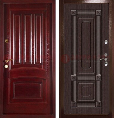 Красная стальная дверь с филенчатой МДФ ДМ-398 в Химках