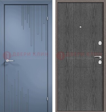 Синяя металлическая дверь МДФ в квартиру ДМ-434 в Химках