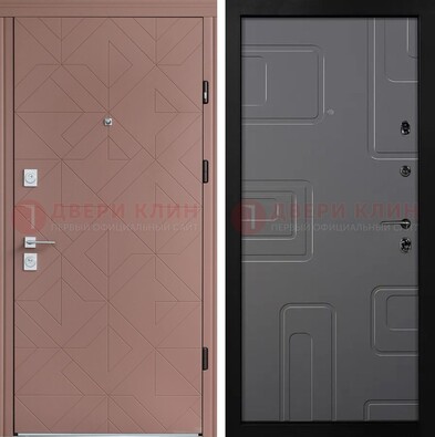 Красная стальная дверь в квартиру с МДФ хайтек ДМ-493 в Химках