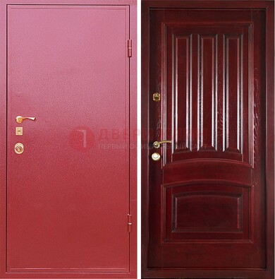 Красная металлическая дверь с порошковым напылением ДП-165 в Химках
