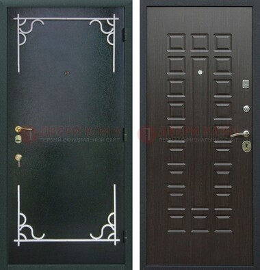 Темная входная дверь с порошковым покрытием и МДФ венге ДП-223 в Химках