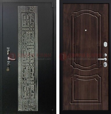 Темная входная дверь с порошковым покрытием и МДФ внутри ДП-224 в Химках