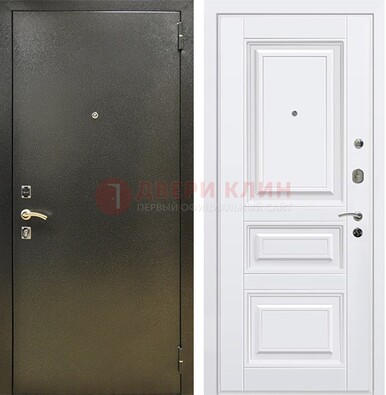 Железная темно-серая дверь с порошковым напылением и белой МДФ ДП-274 в Химках