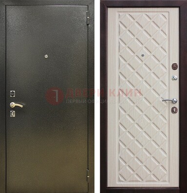 Темно-серая железная дверь с порошковым покрытием и филенчатой МДФ ДП-289 в Химках