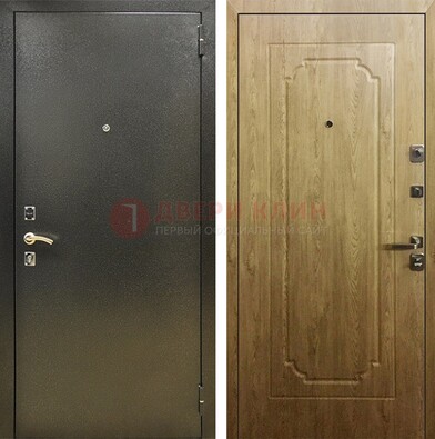 Темно-серая входная дверь с порошковым покрытием и МДФ Золотой дуб ДП-291 в Химках