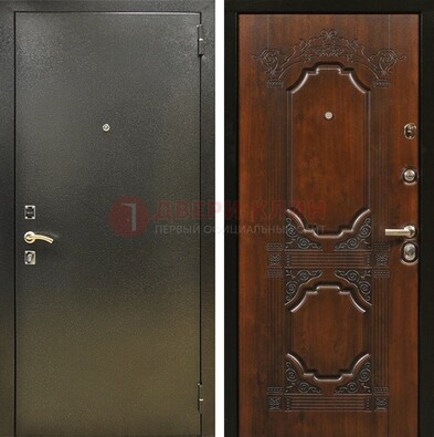 Входная дверь Темное серебро с порошковым покрытием и МДФ с узором ДП-293 в Химках