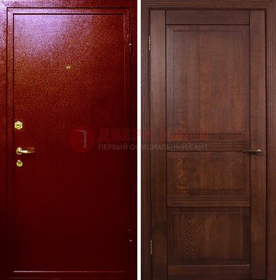 Красная железная дверь с порошковым окрасом ДП-58 в Химках