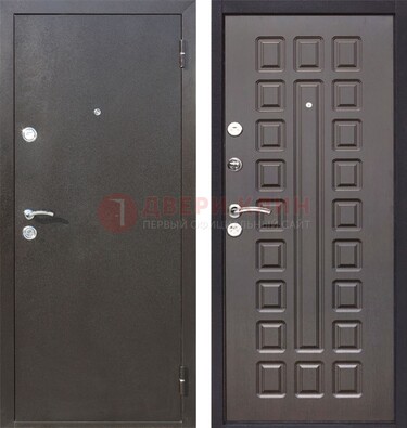 Коричневая железная дверь с порошковым окрасом ДП-63 в Химках