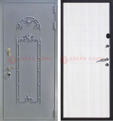 Серая входная дверь с порошковым покрытием ДП-67 в Химках