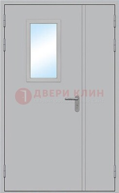 Белая входная техническая дверь со стеклянной вставкой ДПП-10 в Химках