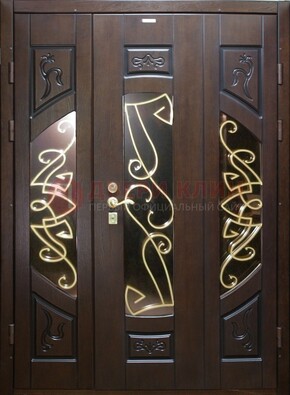 Парадная дверь со стеклом и ковкой ДПР-1 в каркасный дом в Химках