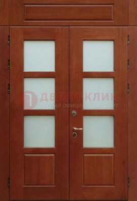 Металлическая парадная дверь со стеклом ДПР-69 для загородного дома в Сургуте
