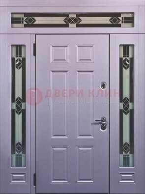 Филенчатая железная парадная дверь с фрамугами ДПР-82 в Химках