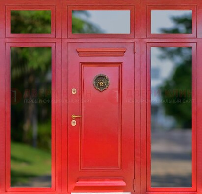 Красная парадная дверь для частного дома ДПР-88 в Химках
