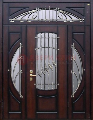 Парадная дверь со стеклянными вставками и ковкой ДПР-9 для улицы в Химках