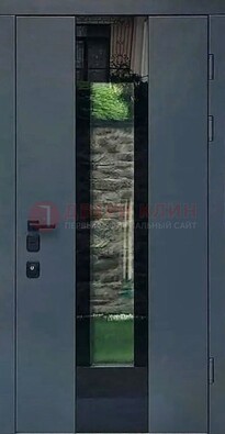 Современная дверь со стеклом для коттеджа ДС-40 в Химках