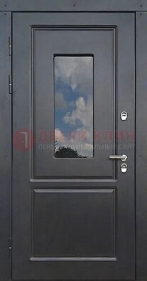 Чёрная металлическая дверь со стеклом ДС-77 в Химках