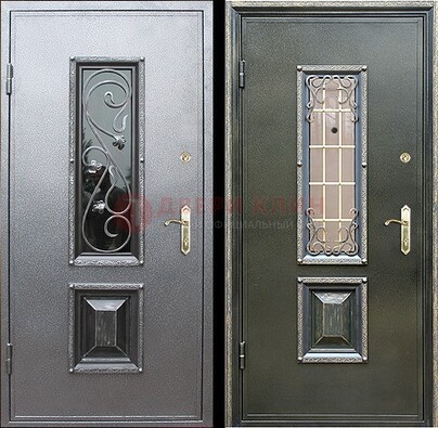 Звукоизоляционная металлическая дверь со стеклом и ковкой ДСК-12 в Химках