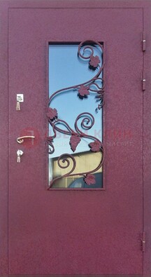 Железная дверь Порошок со стеклом и ковкой лозы ДСК-220 в Химках