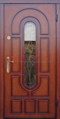 Яркая металлическая дверь Винорит со стеклом и ковкой ДСК-268 в Химках